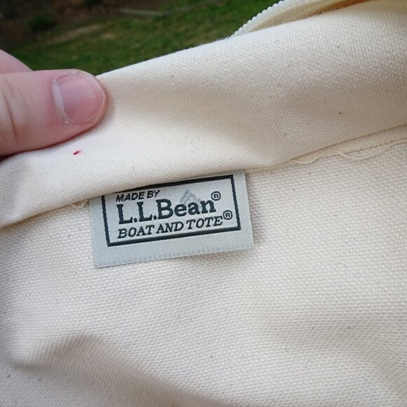 Vintage 90s LL Bean Boat Tote Bag Canvas Short Handles Red Jumbo XL 26"x16 Zip - Picture 7 of 7